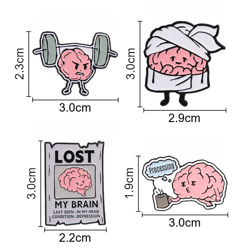 Pinori - Funny Brain Motif Enamel Pin