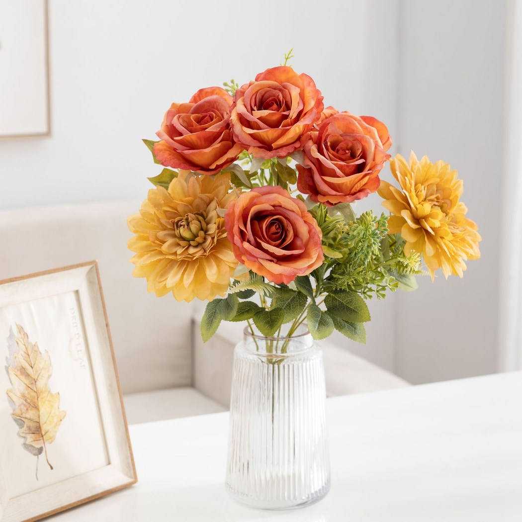 Roselle - Layered Bloom Artificial Rose Mixed Bouquet