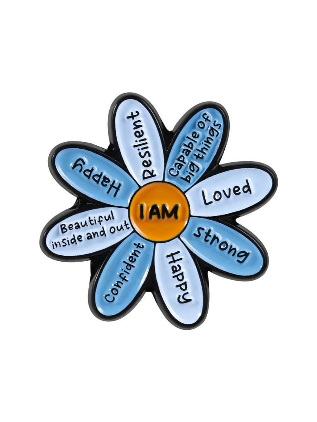 Pinori - Blue Flower Motivational Quote Brooch