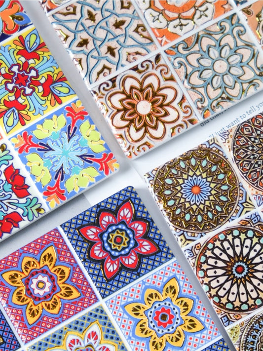 Thimara - Vintage Grid Floral Embossed Coasters