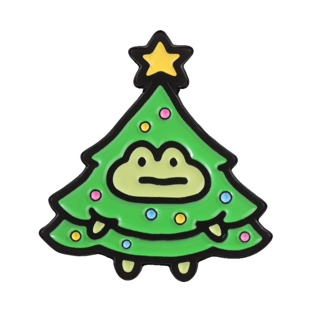 Pinori Frog Christmas Brooch Set