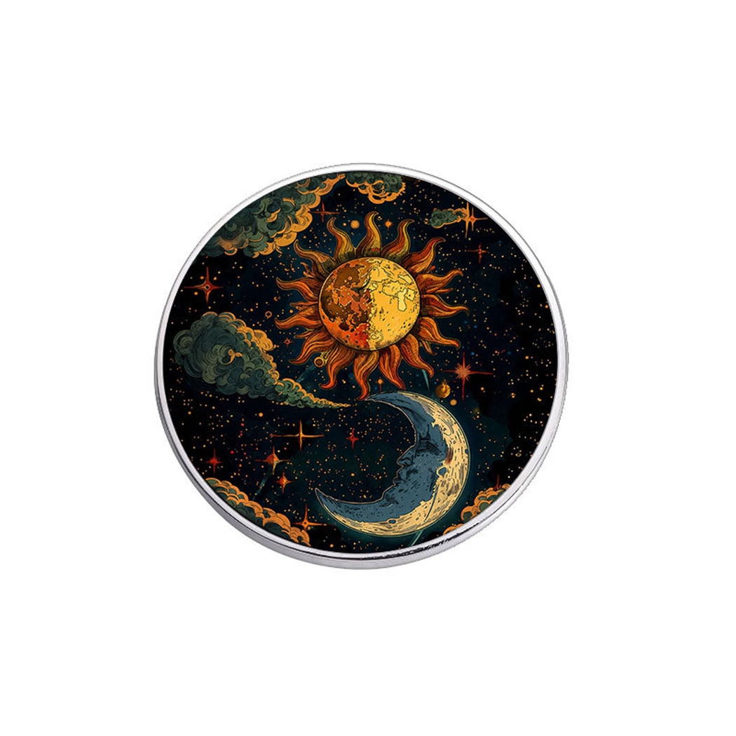 Pinori - Celestial Sun and Moon Round Pin