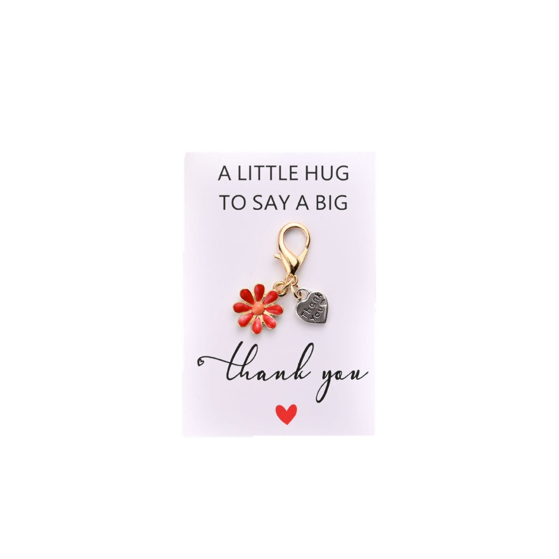 Taphug Pocket Hug card with daisy and heart design next to a thank you note