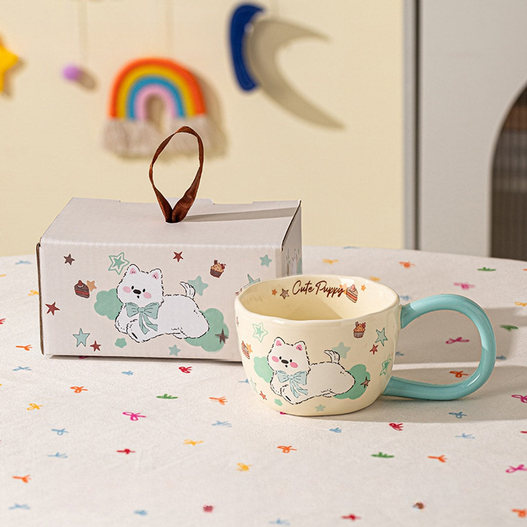 Mivora - Cute Cartoon Dog Round Handle Coffee Mug
