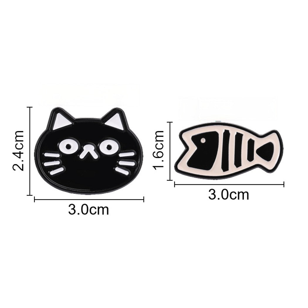 Pinori - Simple Cat and Fishbone Animal Brooch