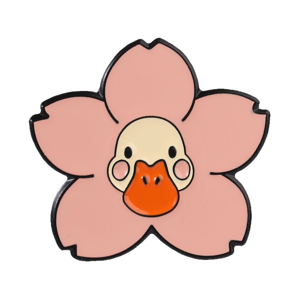 Pinori - Playful Duck and Flower Motif Pin