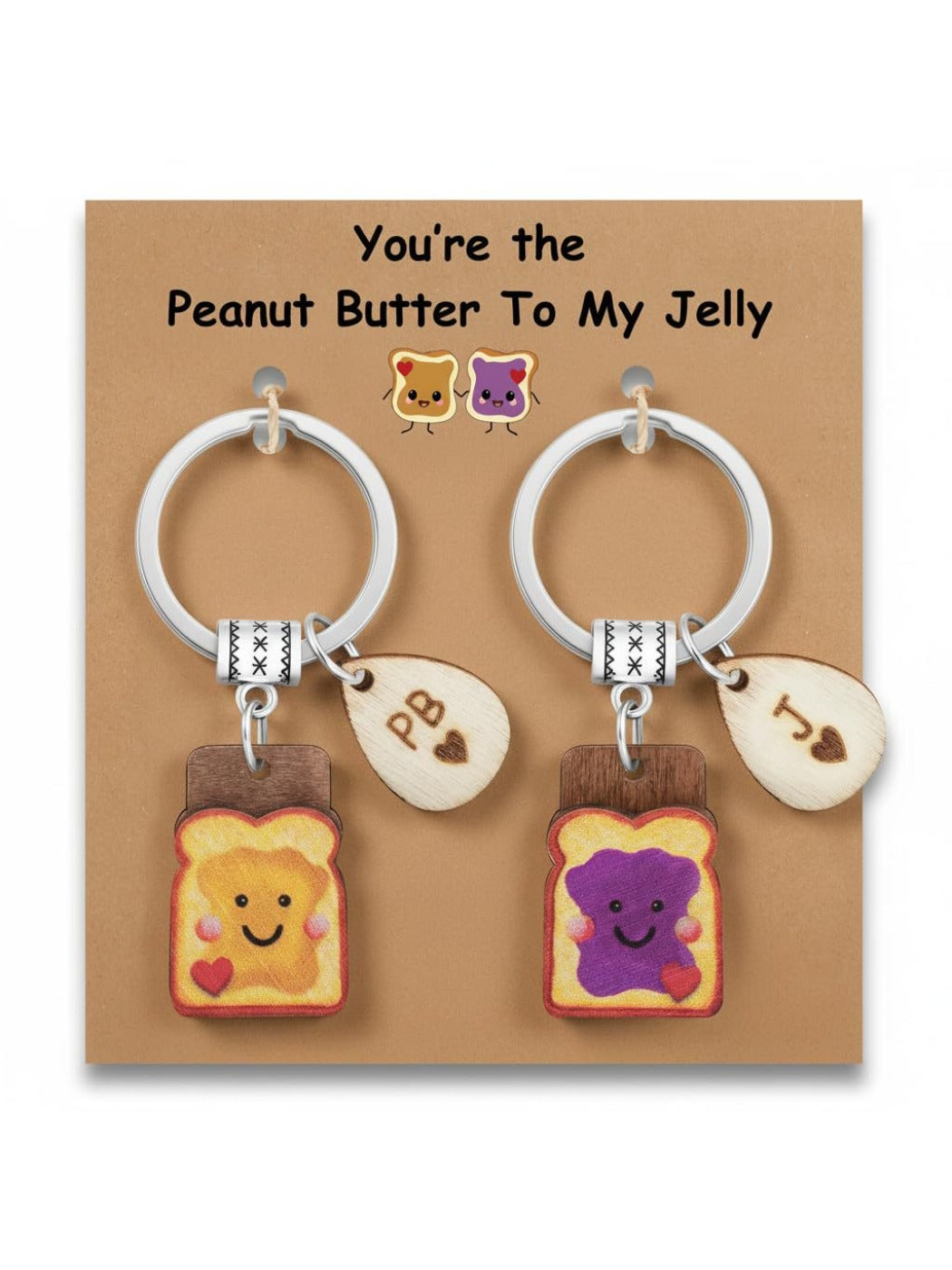 Taphug Toast Peanut Butter Keychain Set displayed on a white background