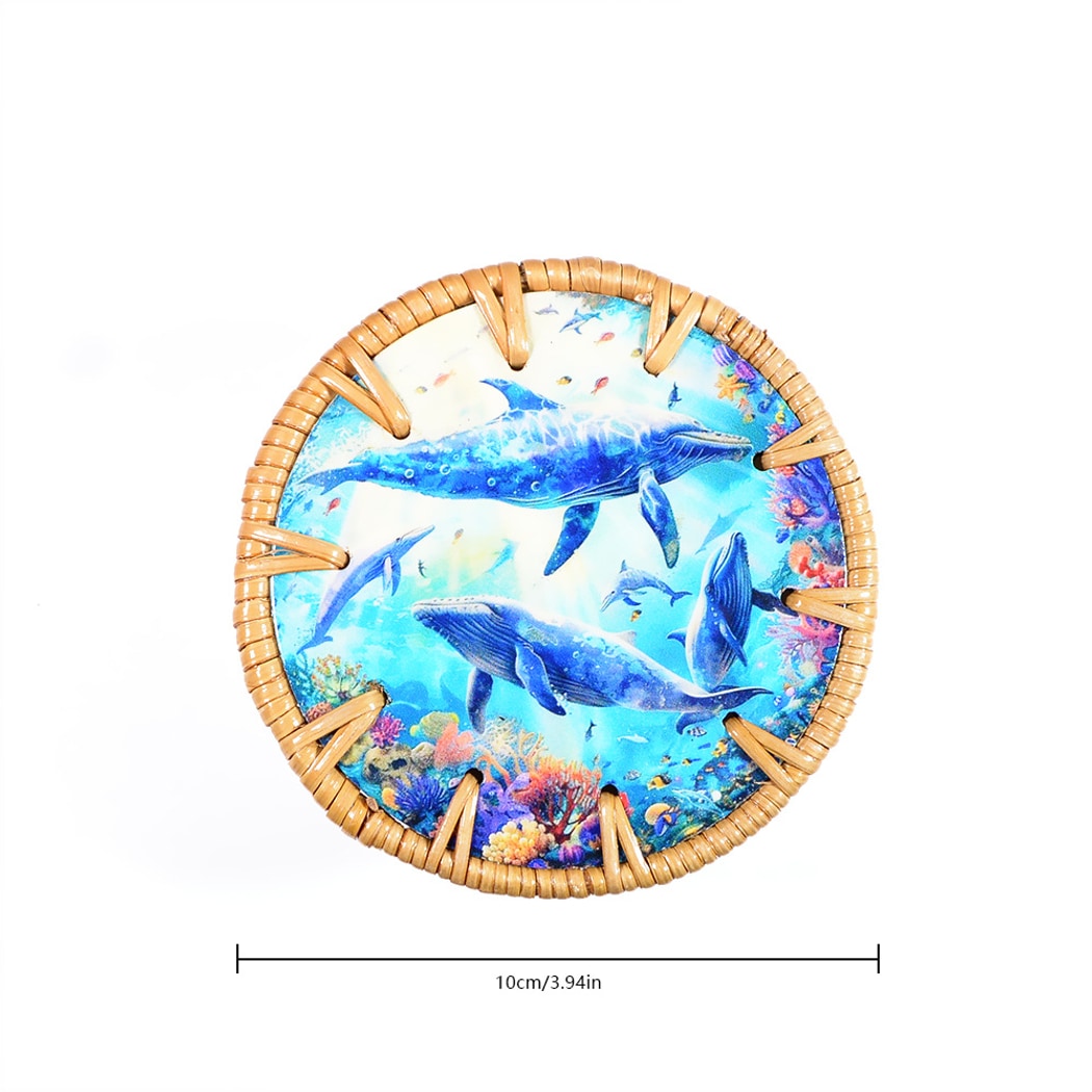 Thimara - Ocean Theme Painted Round Coaster