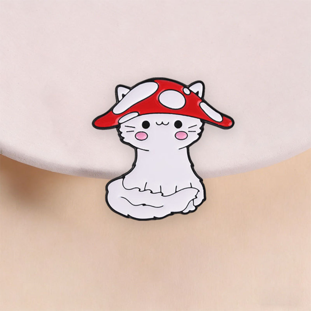 Pinori Mushroom Cat Enamel Pin