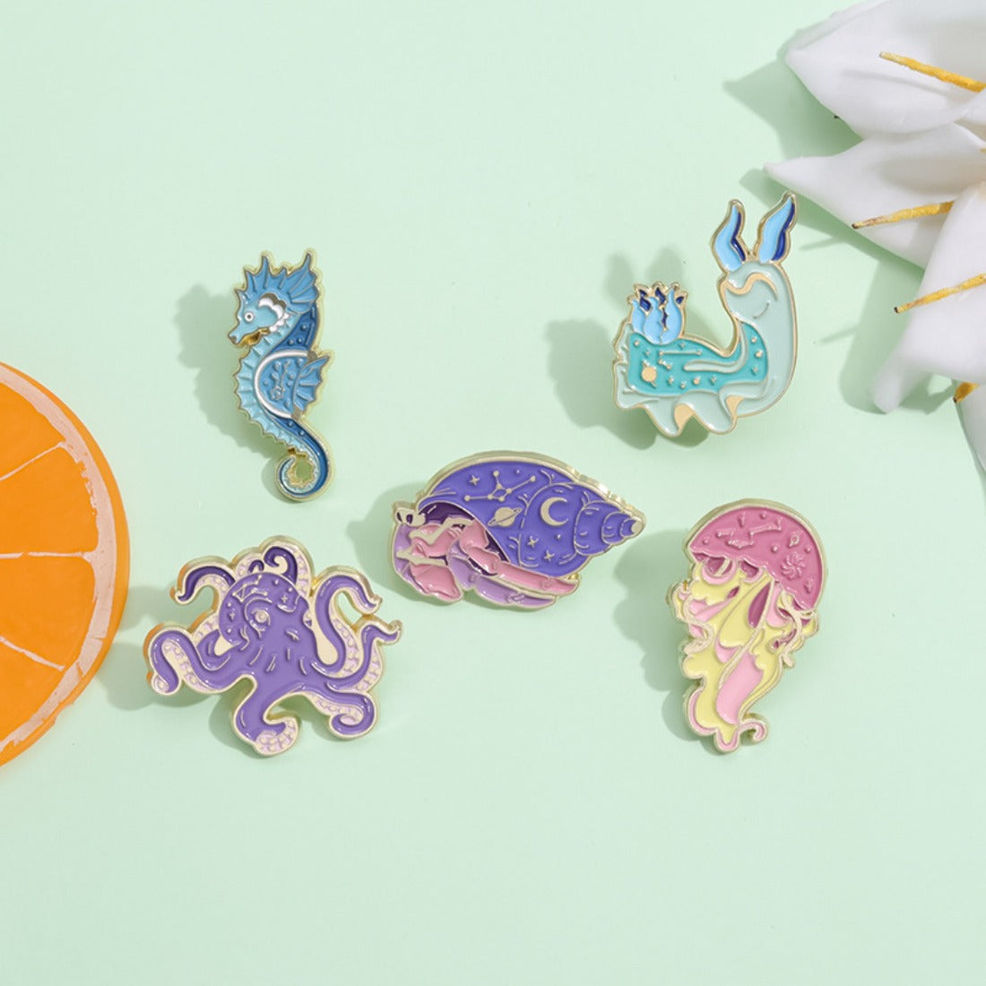 Mystical Sea Creatures Enamel Pins