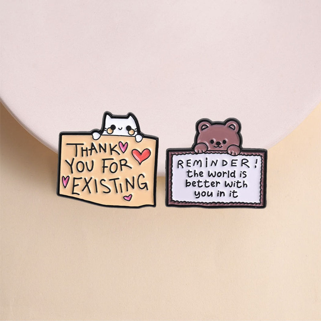 Pinori - Cute Animal Slogan Decorative Brooch