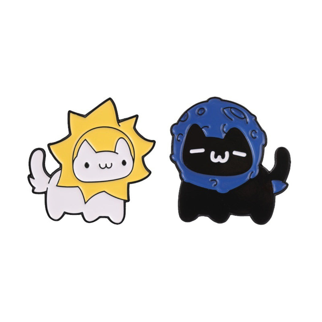 Pinori Cat and Sun Enamel Pin Set