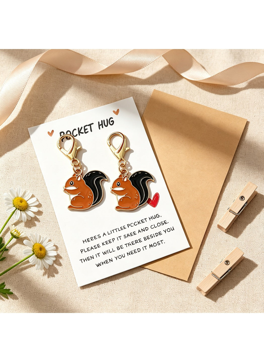 Taphug  - Alloy Pocket Hug Card Squirrel Keychain