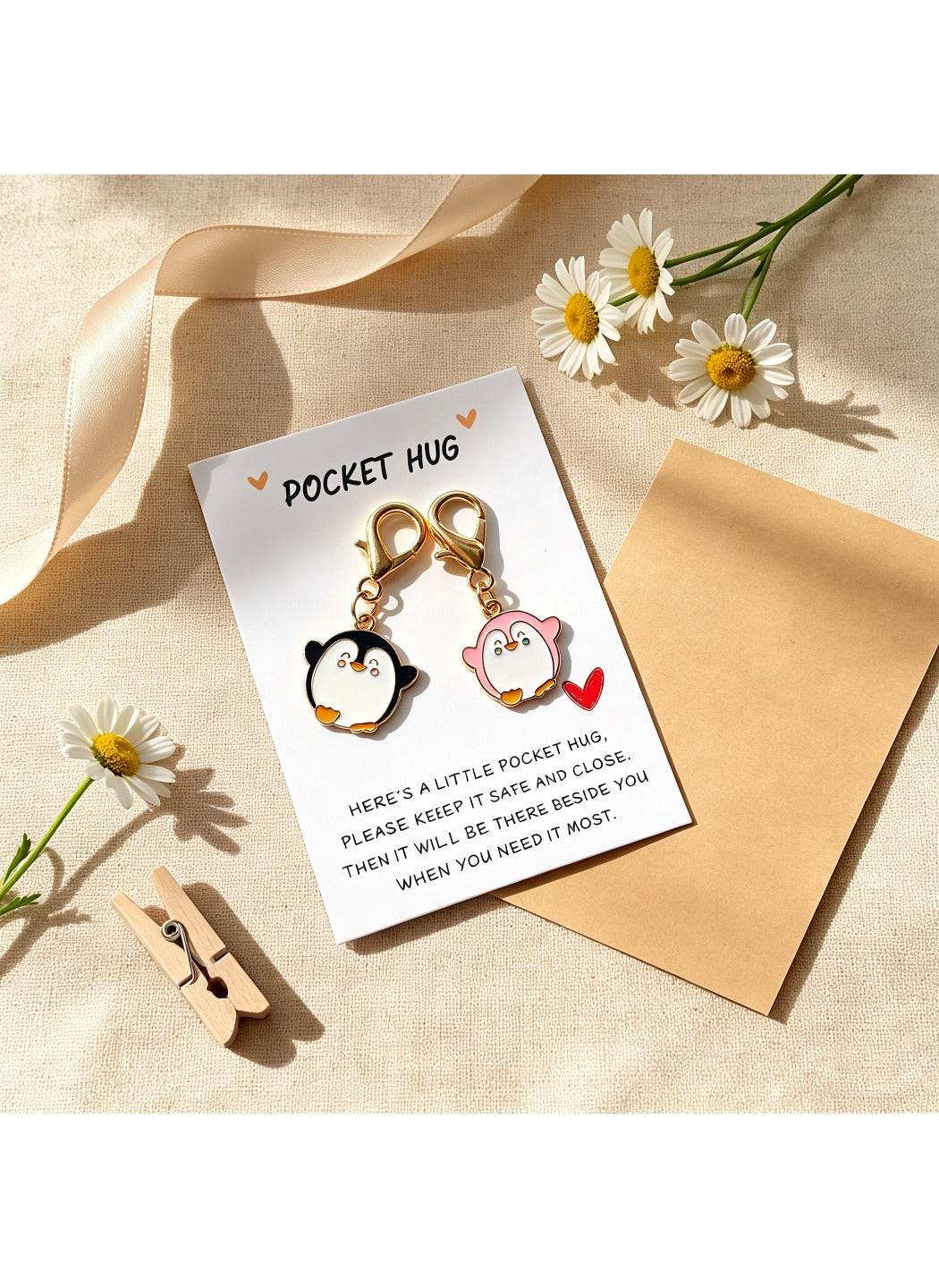 Taphug  - Alloy Pocket Hug Card Cute Penguin Keychain