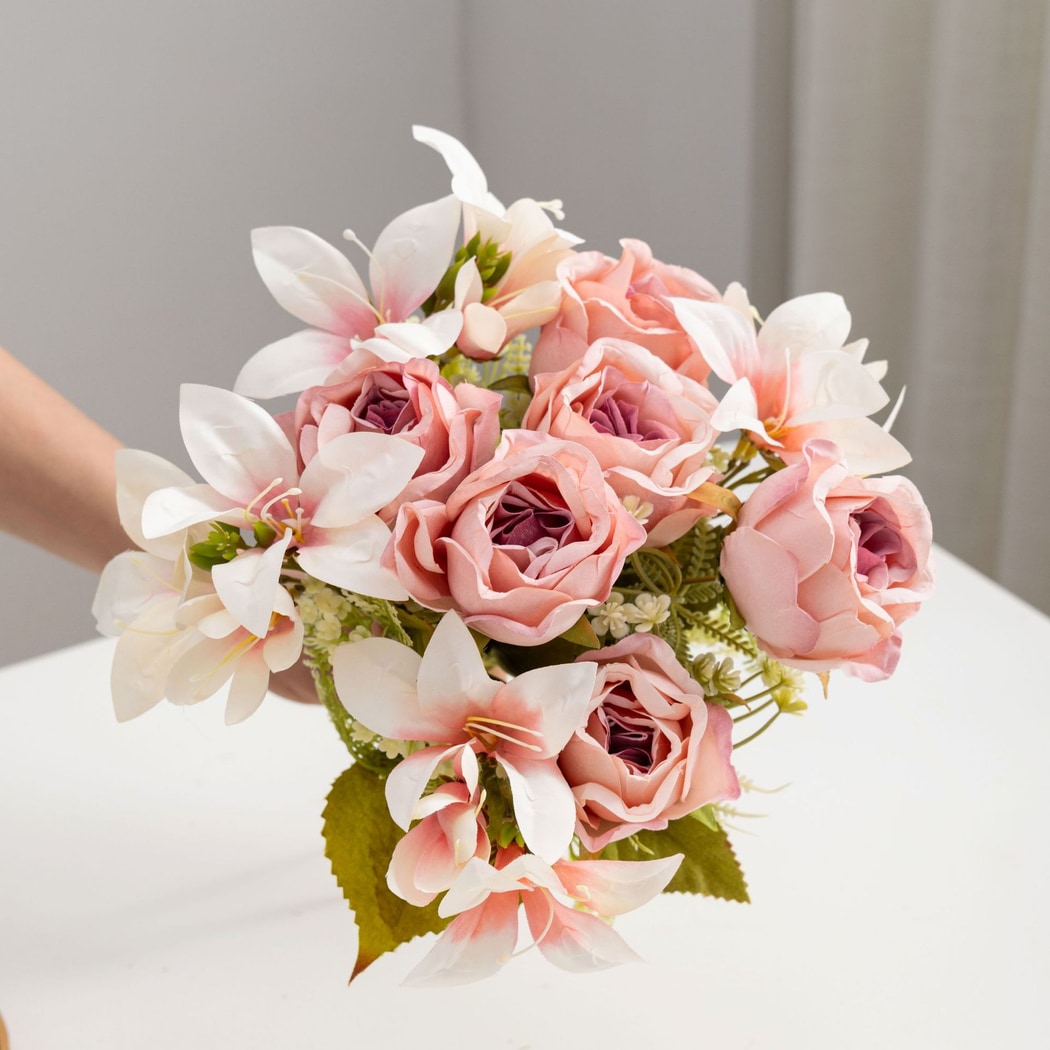 Roselle - Decorative Rose and Lily Artificial Bouquet