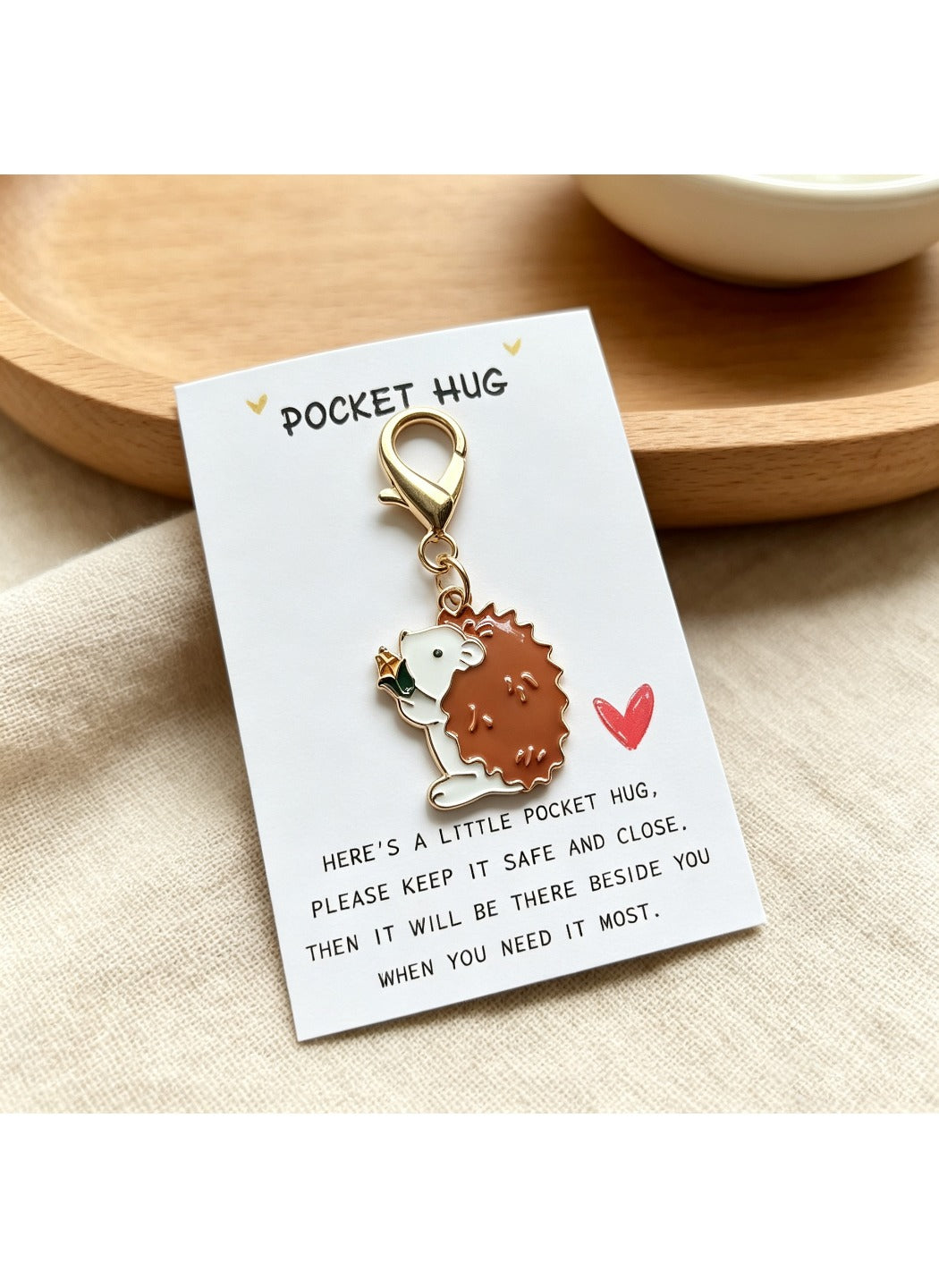 Taphug  - Alloy Pocket Hug Card Bouquet Hedgehog Keychain