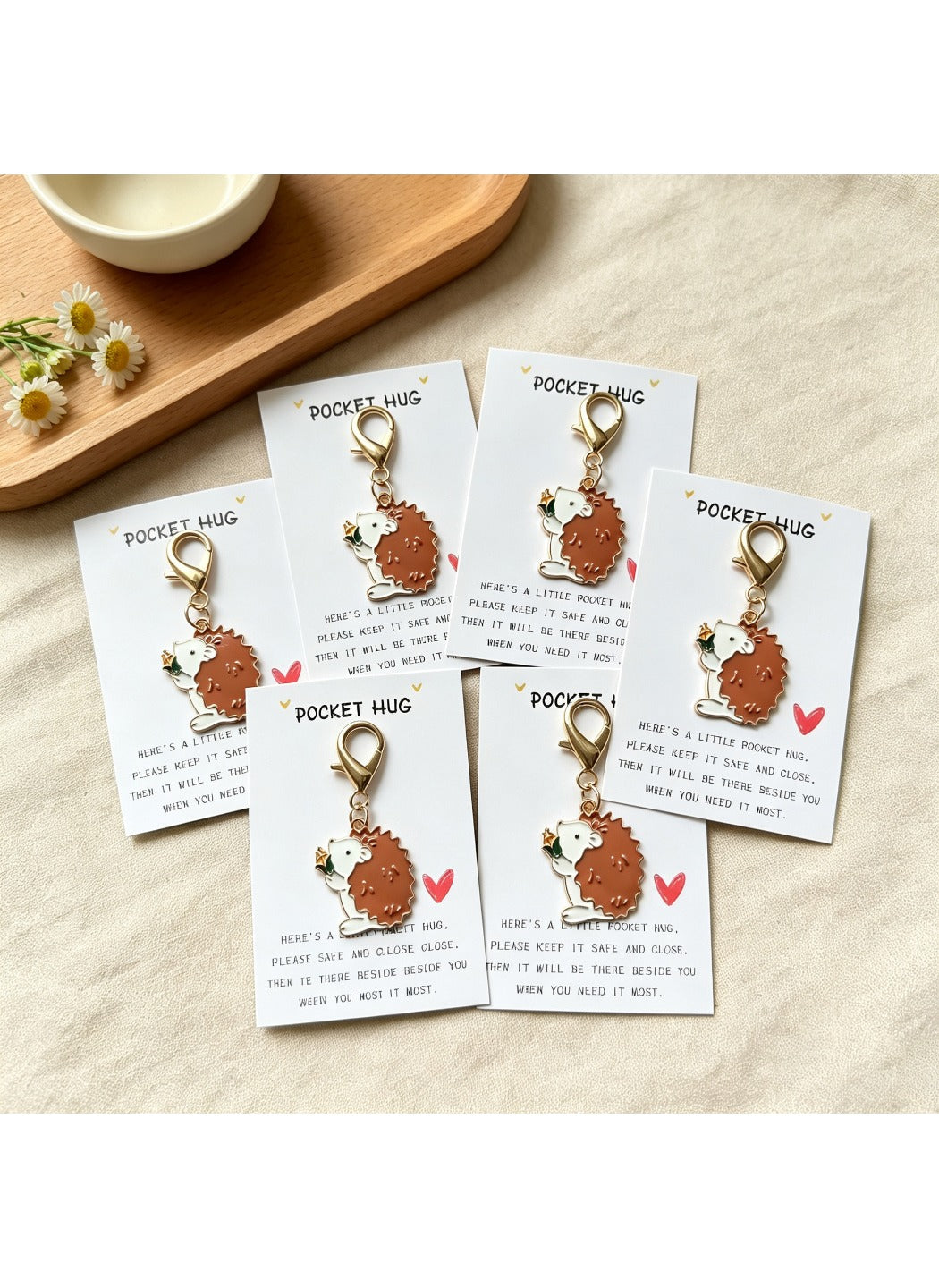 Taphug  - Alloy Pocket Hug Card Bouquet Hedgehog Keychain