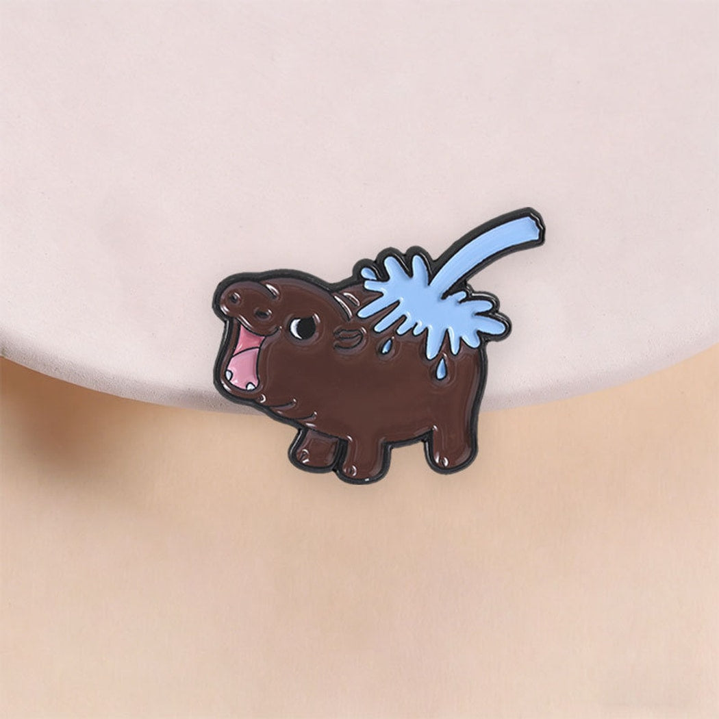 Pinori - Playful Style Hippopotamus Shaped Pin