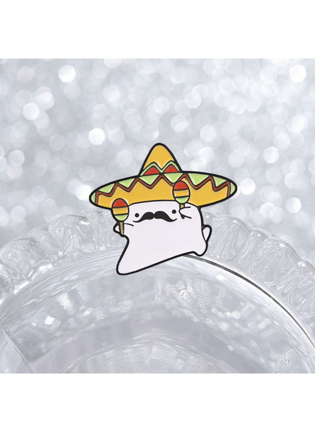 Pinori - Straw Hat Brooch Badge, Cute Cartoon Ghost Pin