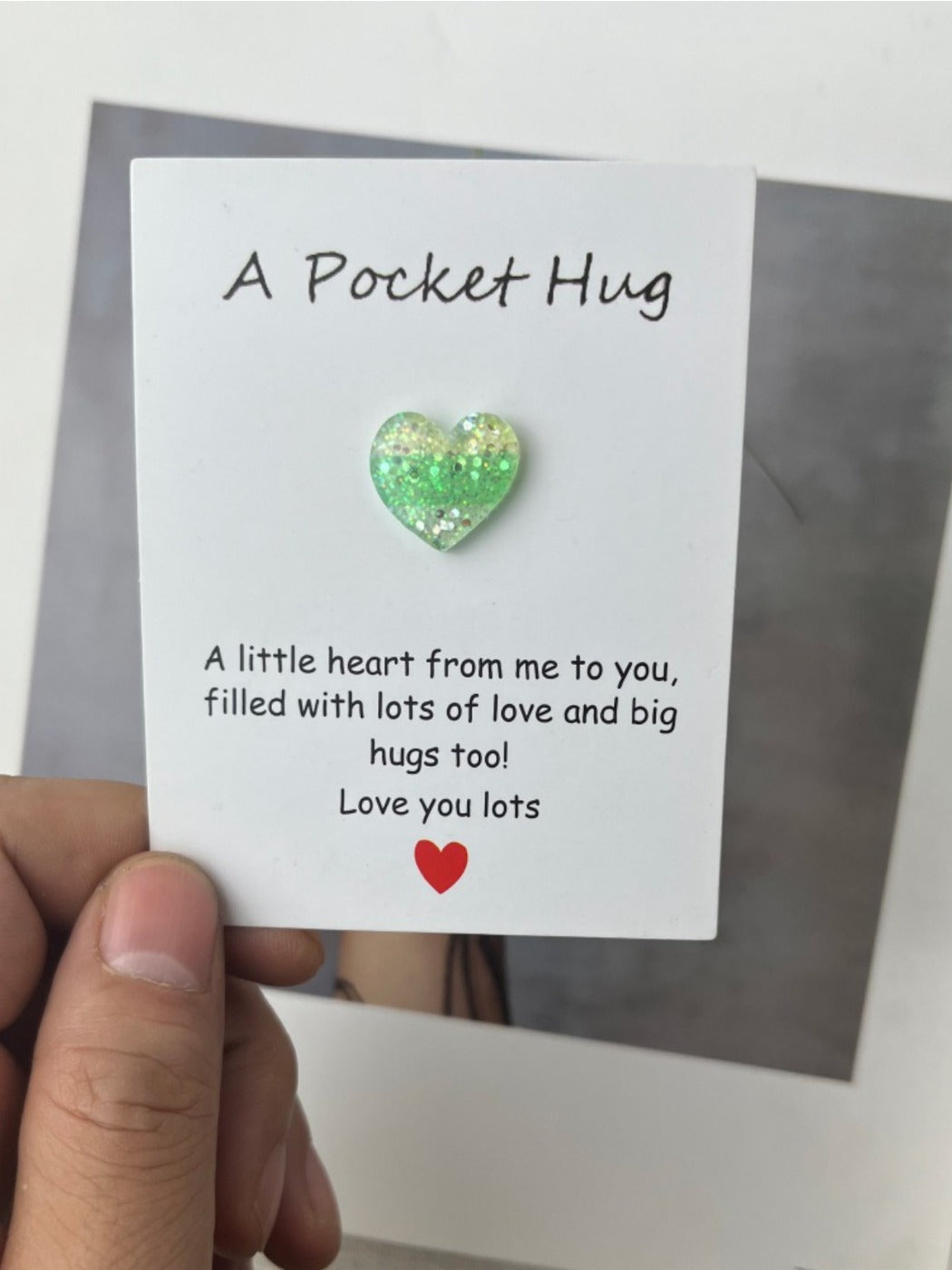 Taphug - Pocket Hug 3 Color Heart Gift pocket hug card and keepsake token view 7