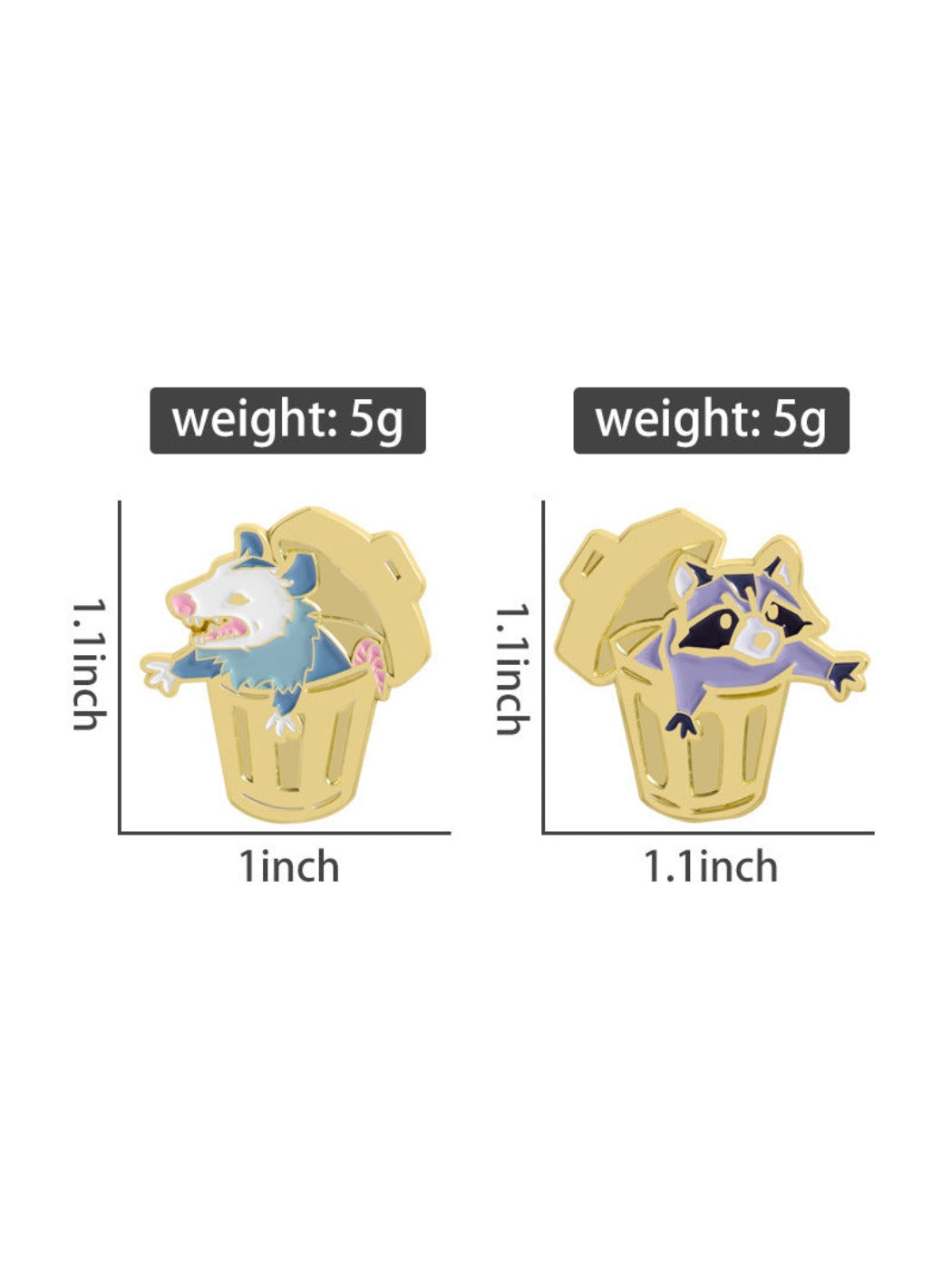 Pinori - Cute Raccoon Opossum Trash Animal Brooch
