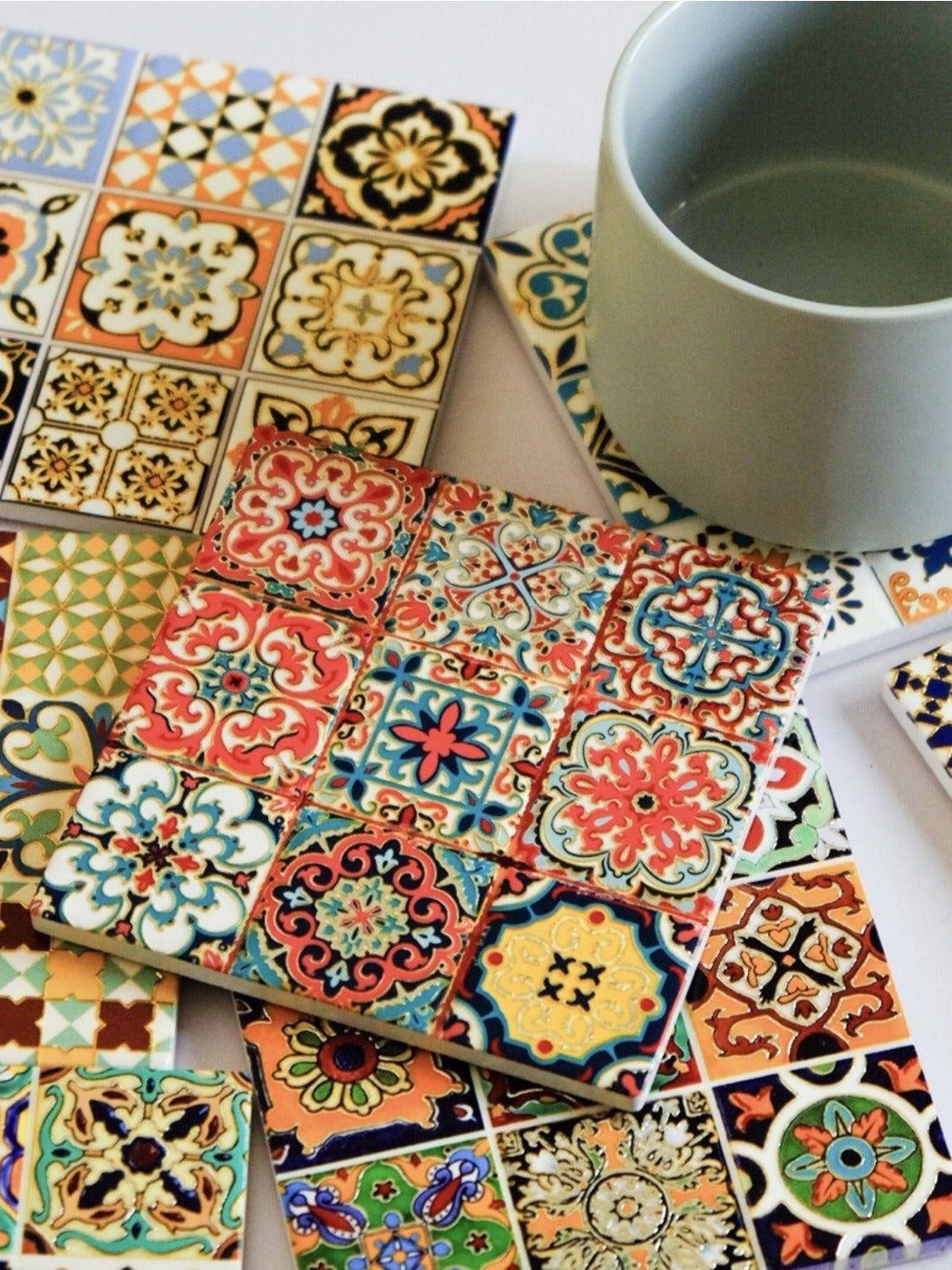 Thimara - 3D Raised Gold Foil Square Coasters Heat Resistant