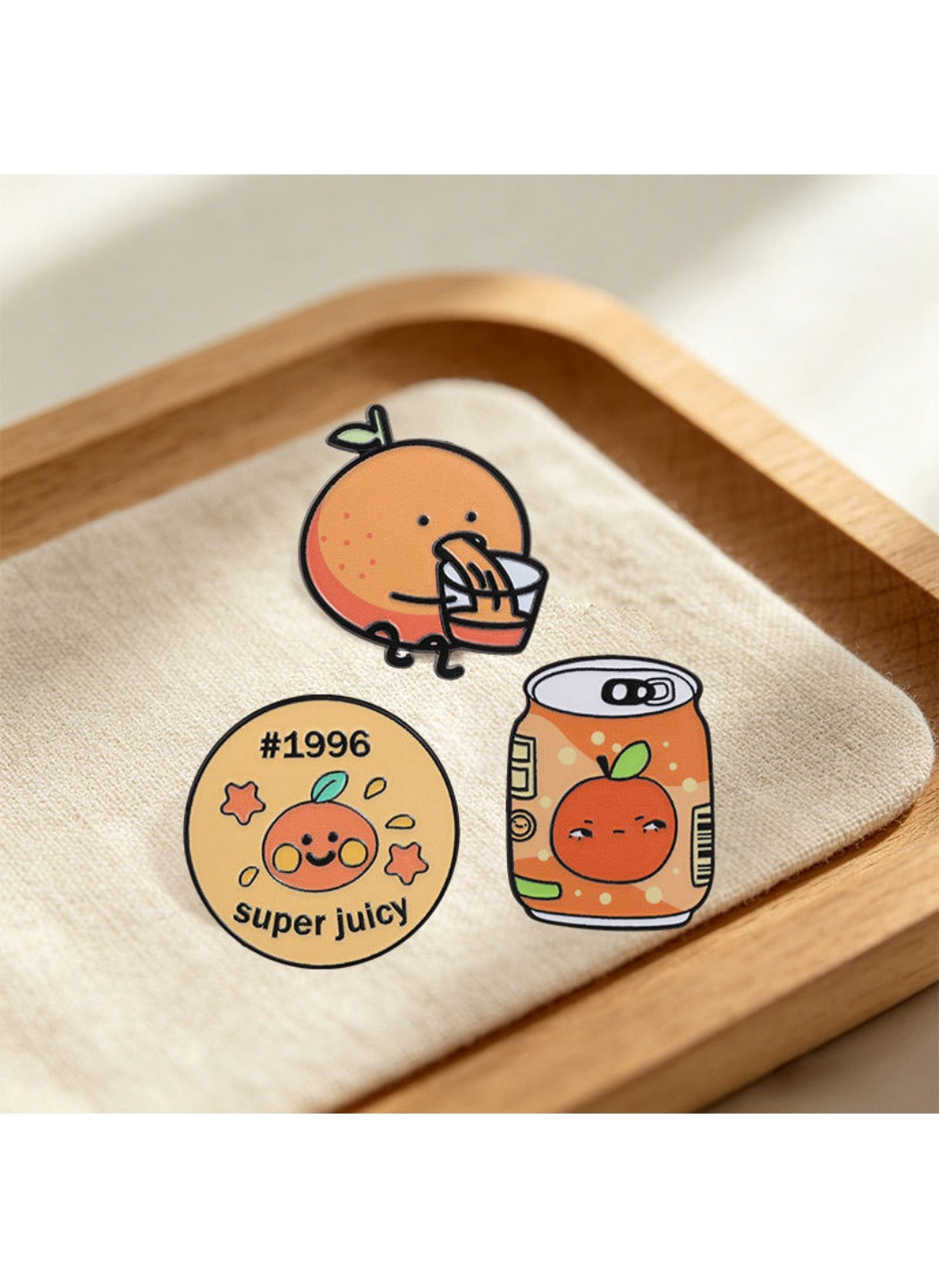 Pinori - Cute Cartoon Orange Juice Can Brooch Badge Pin