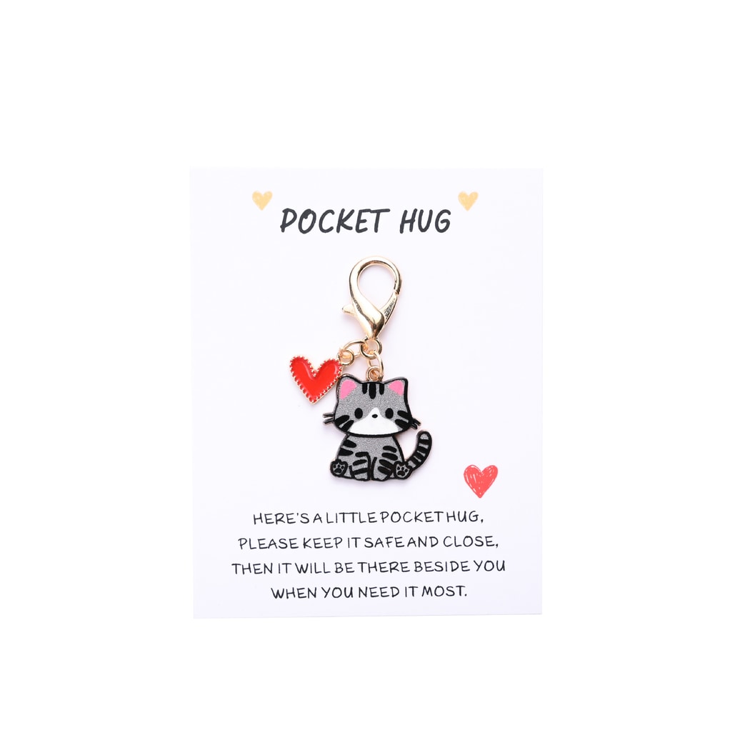 Taphug - Pocket Hug Cute Cat and Heart Keychain