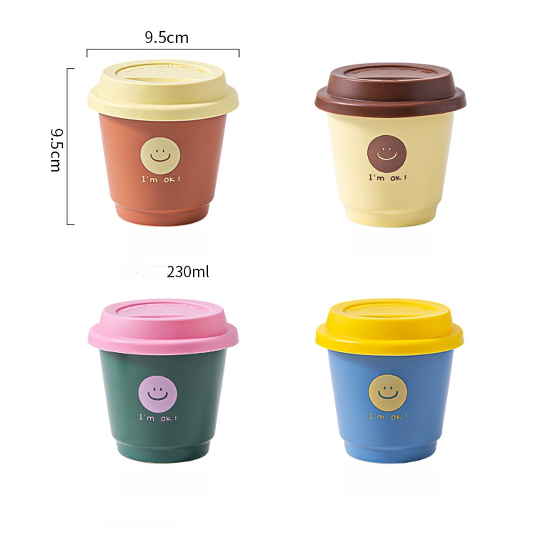 Mivora - Cute Round Smiley Lid Coffee Drinking Cup