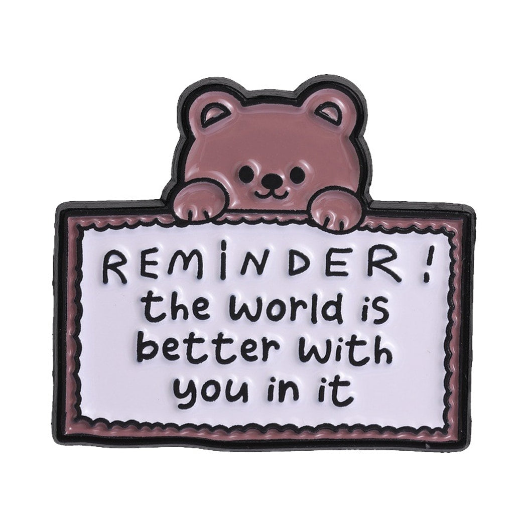 Pinori - Cute Animal Slogan Decorative Brooch