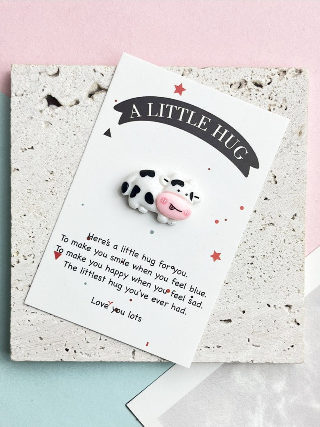 Taphug - Pocket Hug Cute Cow pocket hug card and keepsake token view 6