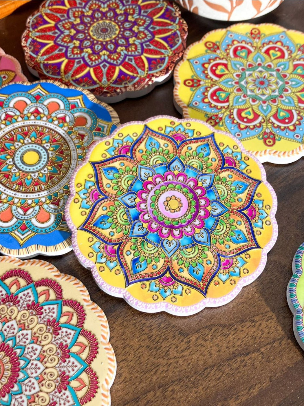 Thimara - Vintage Bohemian Style Round Lace Ceramic Coaster