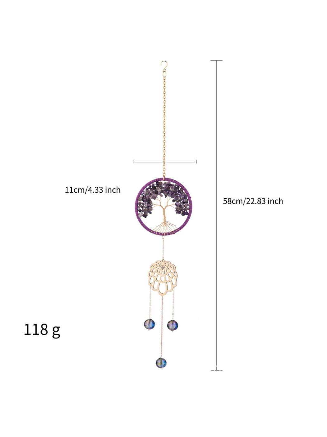 Somnira Tree of Life Dreamcatcher Suncatcher photographed from above
