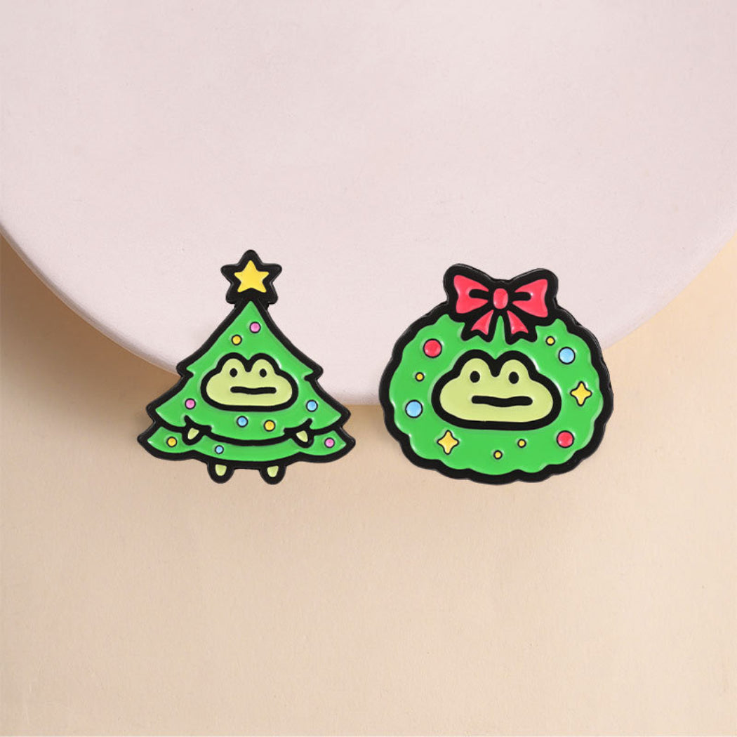 Pinori Frog Christmas Brooch Set
