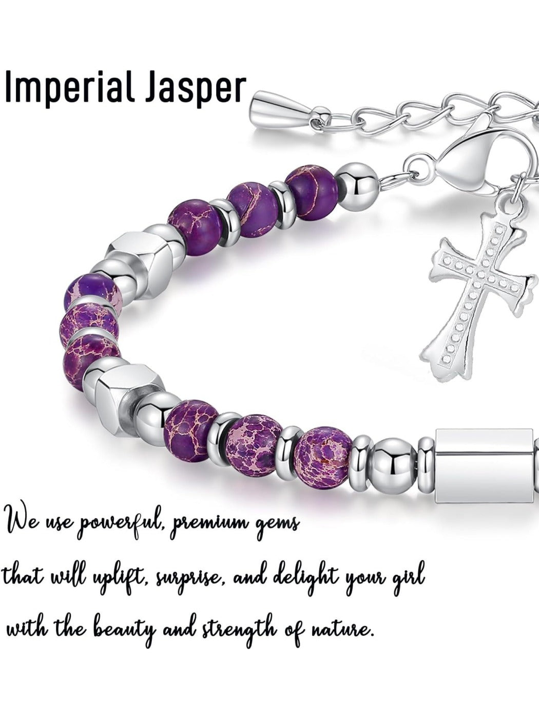 Detailed shot of Emora bracelet beads highlighting craftsmanship and colors