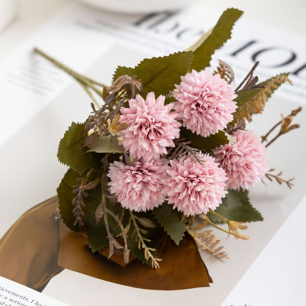 Roselle - Layered Artificial Ball Chrysanthemums Bouquet