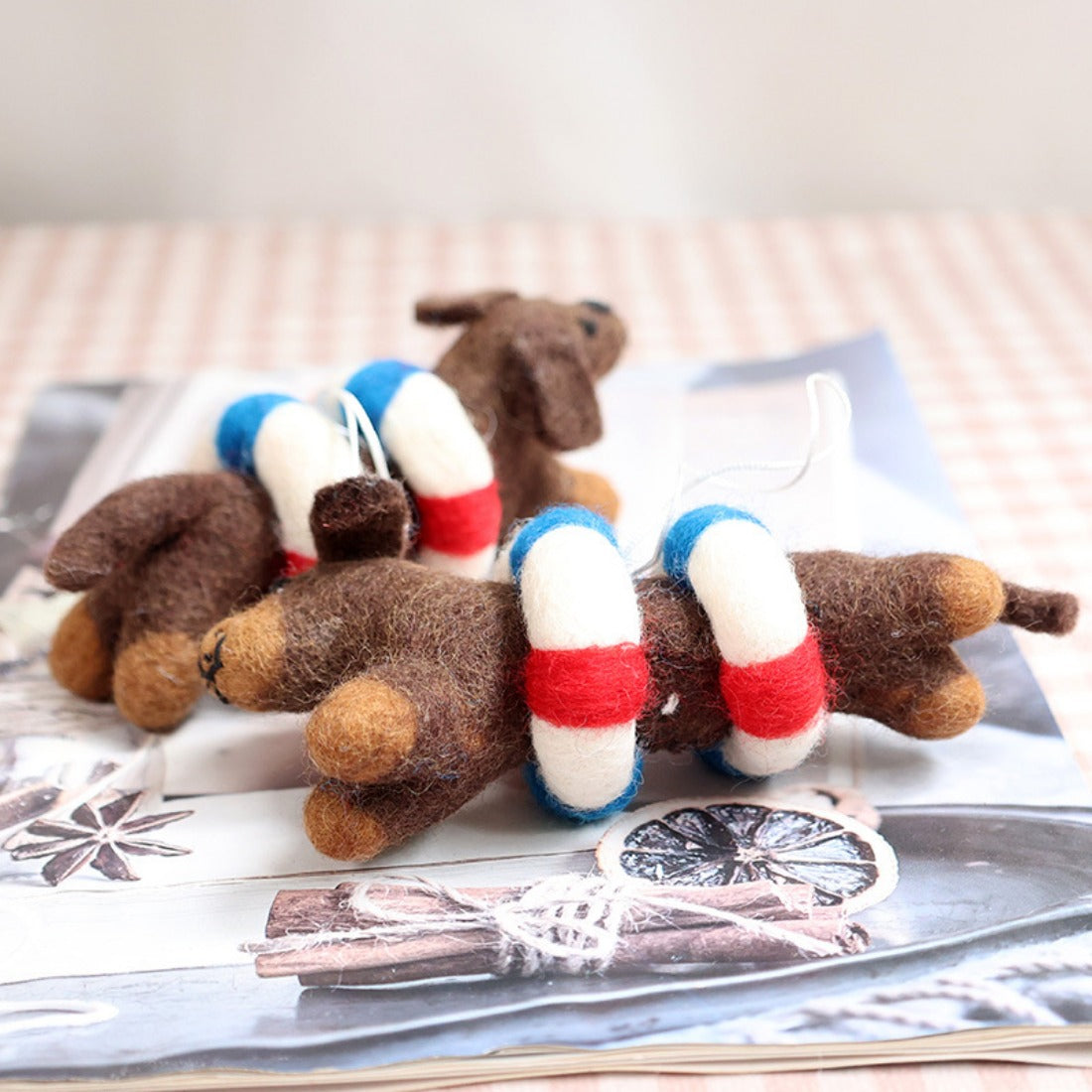 Handmade Wool Felt Dachshund Hanging Decoration