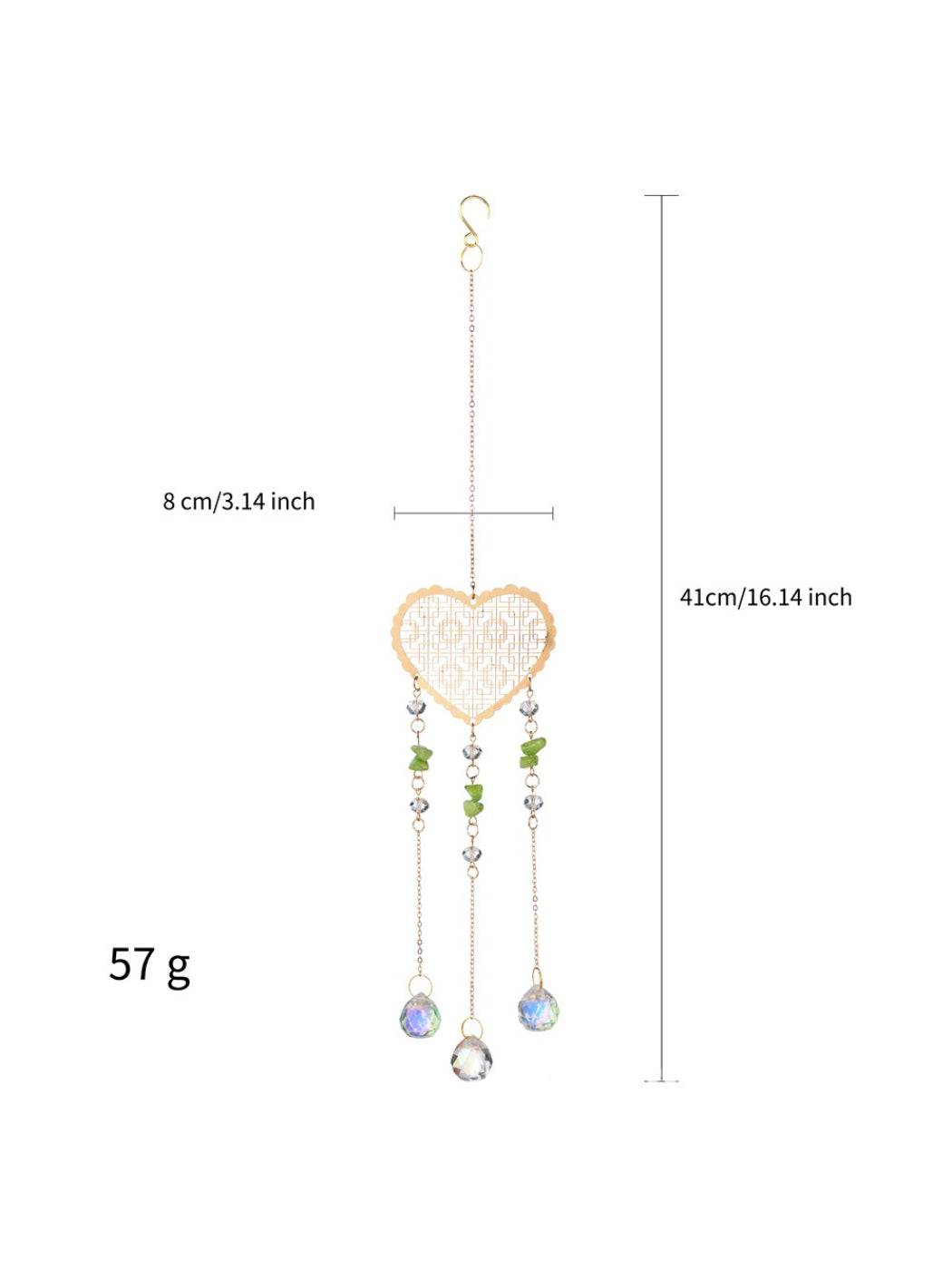 Somnia Heart Prism Hanging Sun Catcher displayed with natural light highlighting prism colors