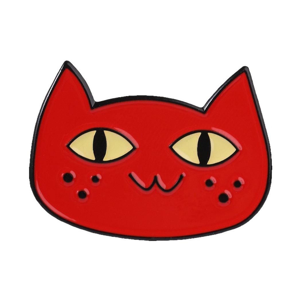 Pinori - Red Cat Face Enamel Animal Pin