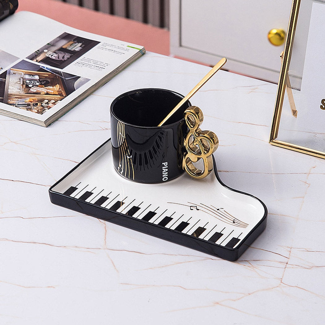 Mivora - Piano Theme Coffee Cup and Saucer Set