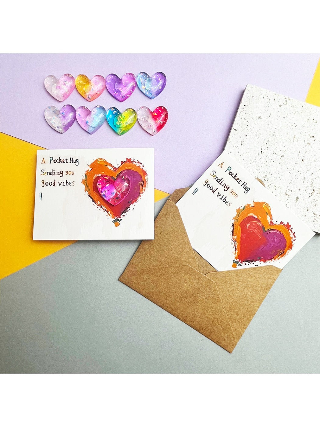 Taphug - Pocket Hug Gradient Glitter Heart pocket hug card and keepsake token view 2