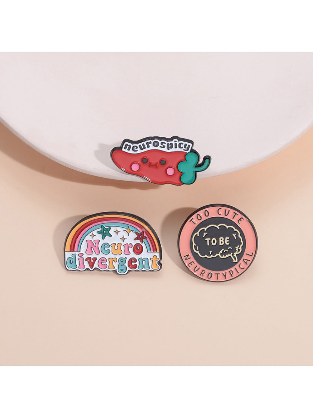 Pinori rainbow chili pepper brooch pin on white background