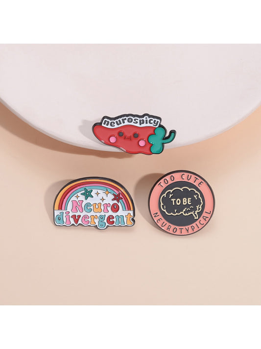 Pinori rainbow chili pepper brooch pin on white background
