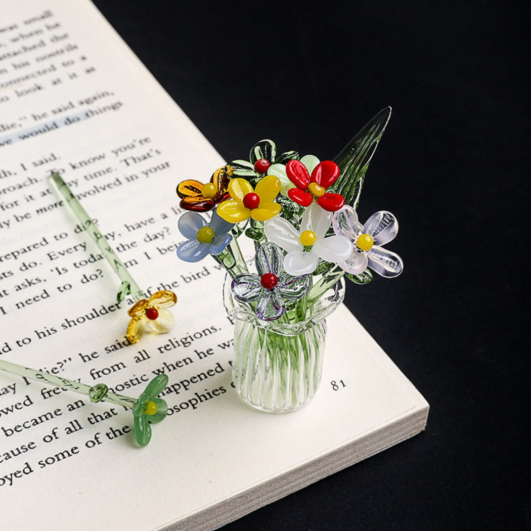 Close-up of Thimara Japanese mini glass daisy with white petals and yellow center
