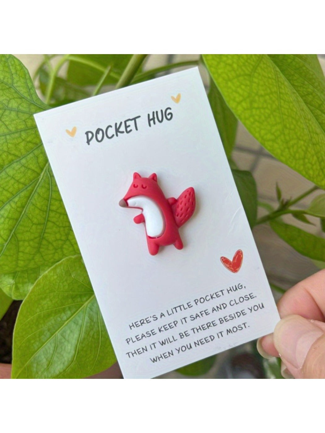 Taphug - Pocket Hug Adorable Fox pocket hug card and keepsake token view 2