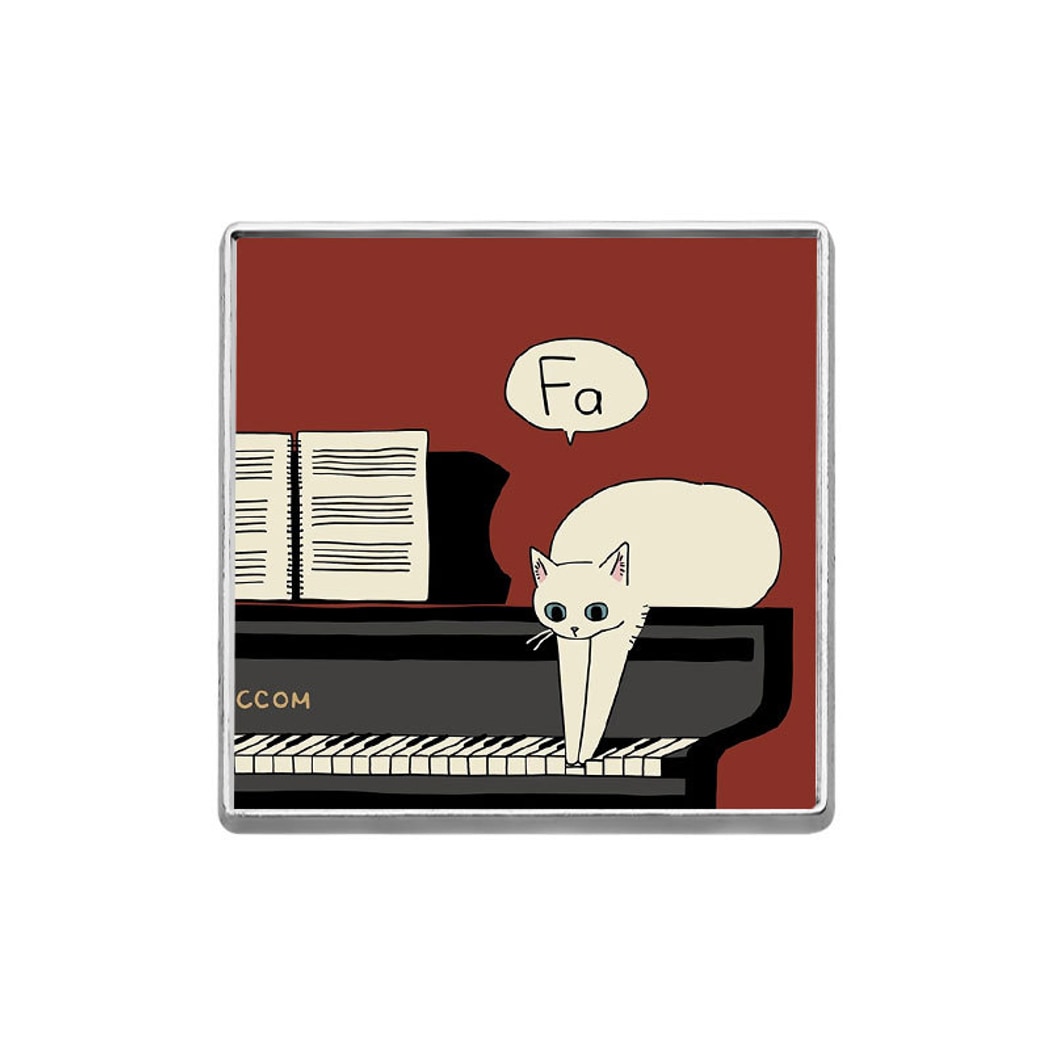 Pinori - Decorative Geometric Music Cat Brooch