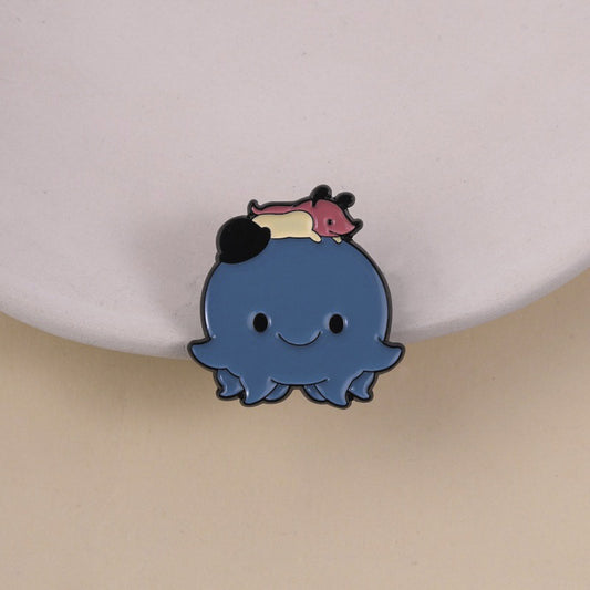 Close-up of Pinori Tiny Friend Octopus Pin showing detailed tentacles and face