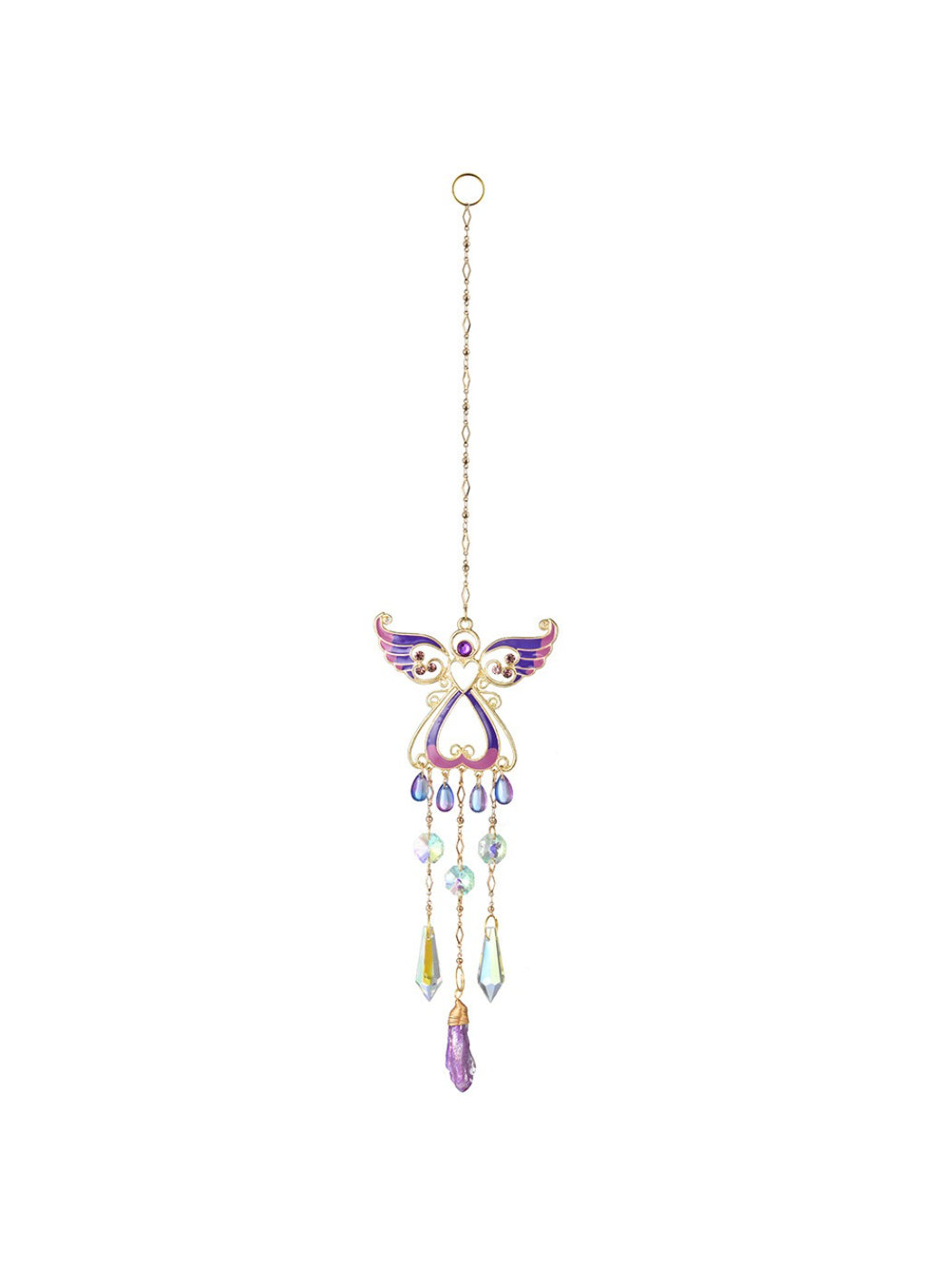 Side view of Somnia Angel Wing Crystal Sun Catcher highlighting wing shape