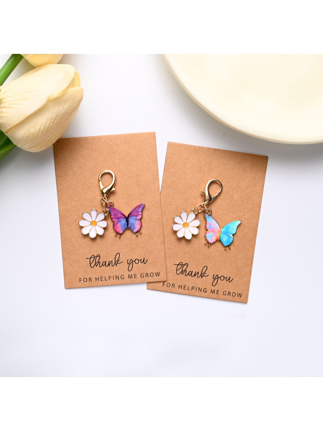 Taphug - Colorful Thank You Enamel Butterfly Daisy Keychain