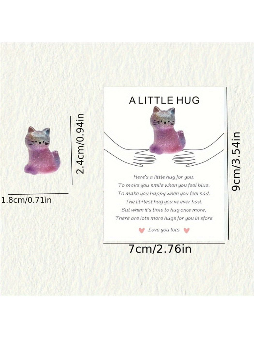 Taphug - Pocket Hug Pink Blue Cat pocket hug card and keepsake token view 7